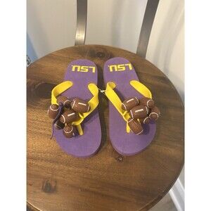 LSU TIGERS FLIP FLOPS Kids SIZE Small Children’s Size 11/12 PVC NEW Football